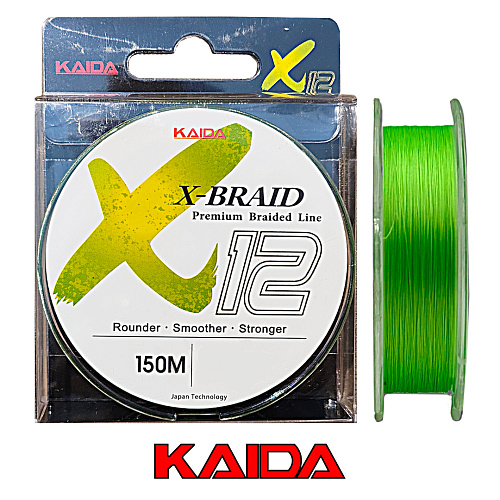 Плетёный шнур Kaida Braid X12PE 150м ярко желтый 01