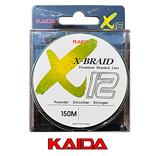 Плетёный шнур Kaida Braid X12PE 150м ярко желтый 00