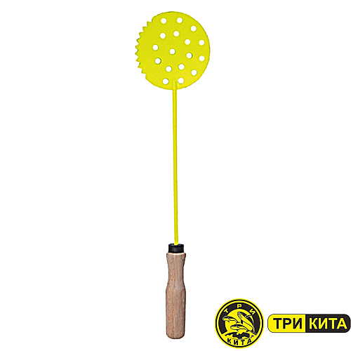 Черпак Три Кита порошково-окрашенный с деревянной ручкой 02 желтый