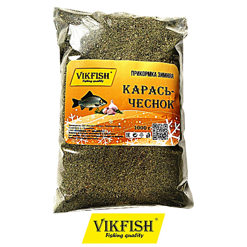 Прикормка Vikfish зимняя карась чеснок зелёный