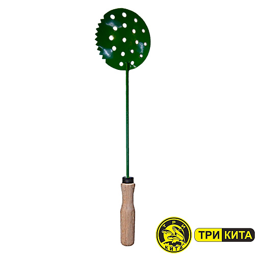 Черпак Три Кита порошково-окрашенный с деревянной ручкой 03 зеленый