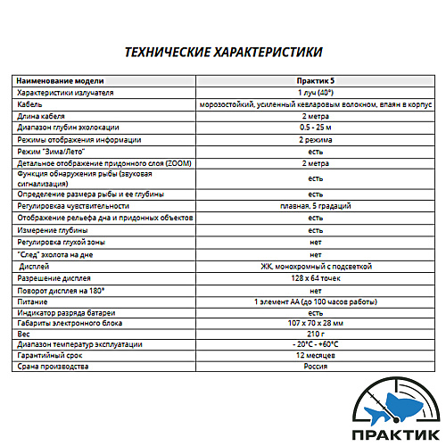 Эхолот Практик 5 (впаянный кабель) 04