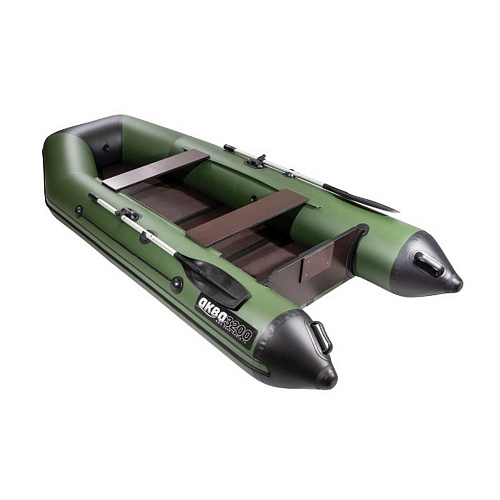 Лодка Аква Моторная 3200 Слань книжка киль зеленый черный 03