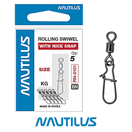 Вертлюг с застежкой Nautilus Rolling Swivel with Nice Snap 00